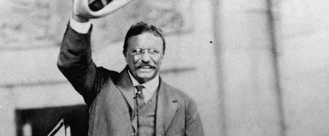 Theodore Roosevelt campaigning to be president in 1904